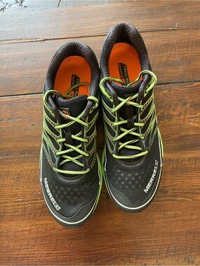 Merrell Black and Lime Green Men's Trail Runners